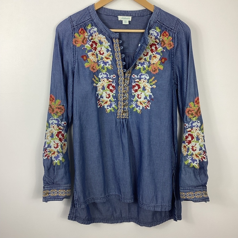 SUNDANCE Kenza Floral Embroidered Top Size XS